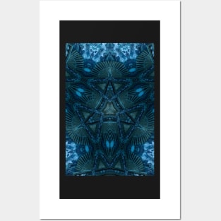 Blue steampunk pattern Posters and Art